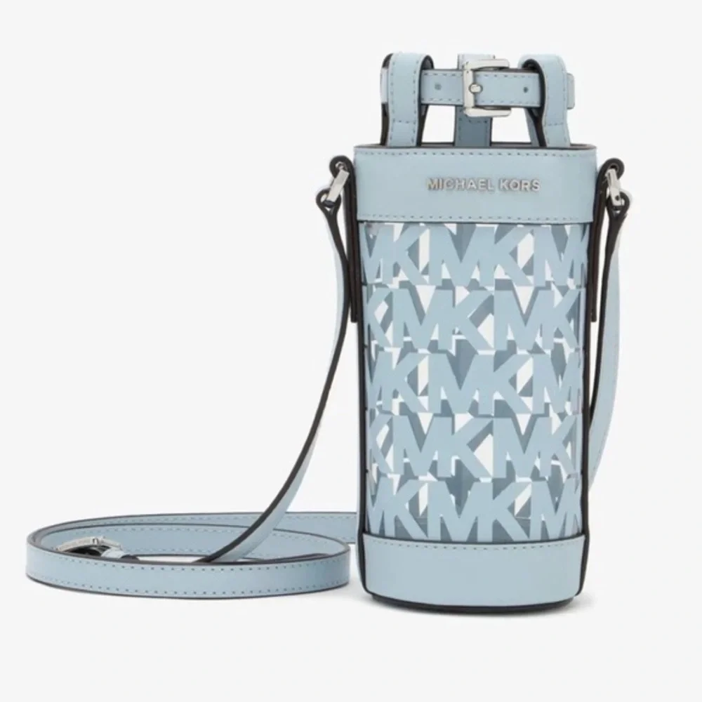 NWT MICHAEL KORS PALE OCEAN BLUE WATER BOTTLE HOLDER Bag